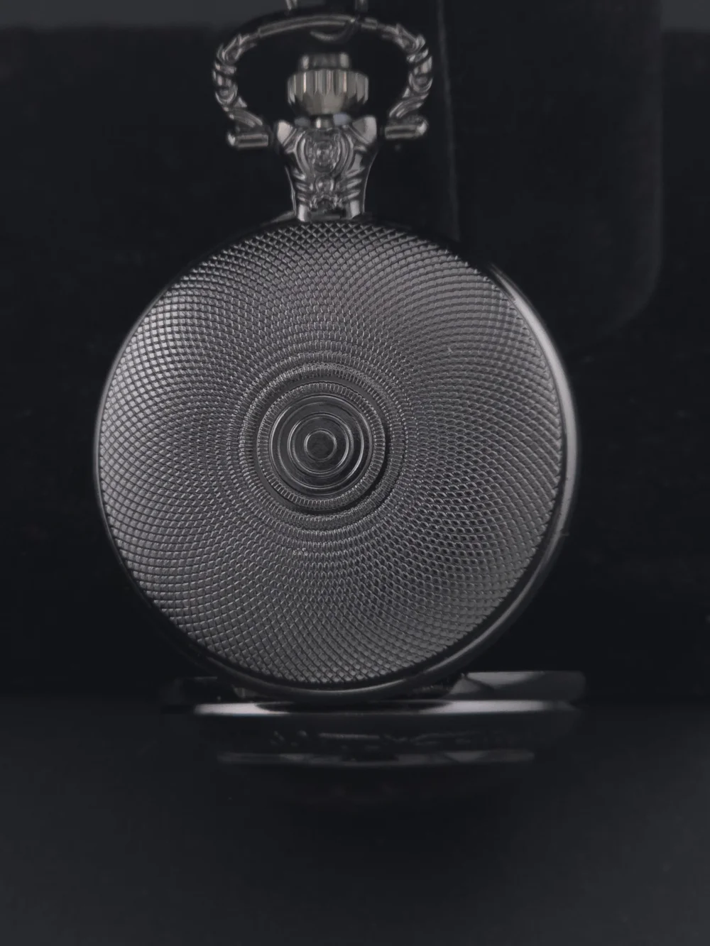 Black Pocket Watch Necklace  with American Flag Wolf Design